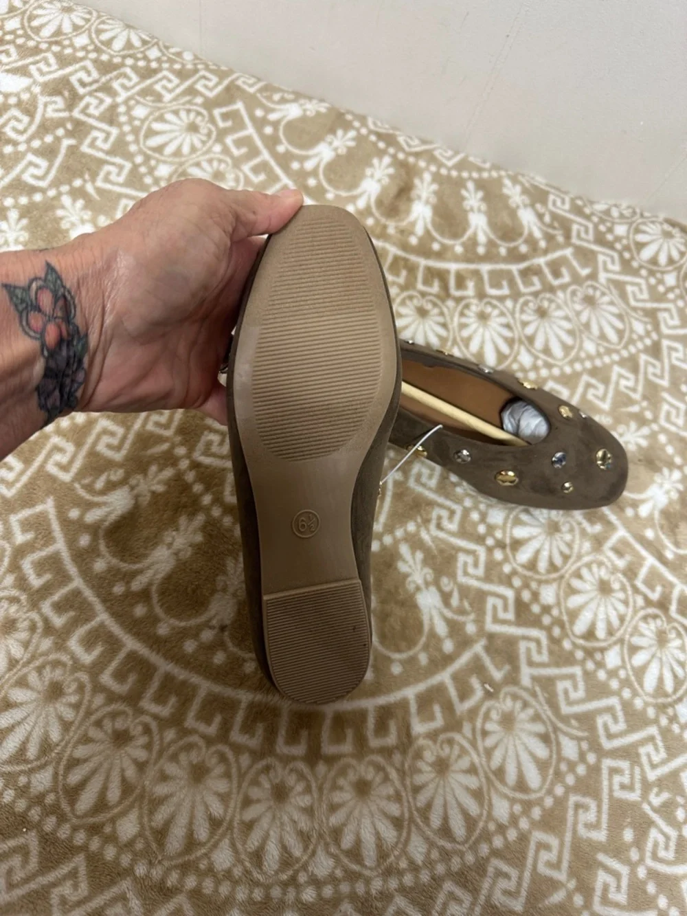 a new day Brown Suede-Look Sammie Studded Ballet Flats